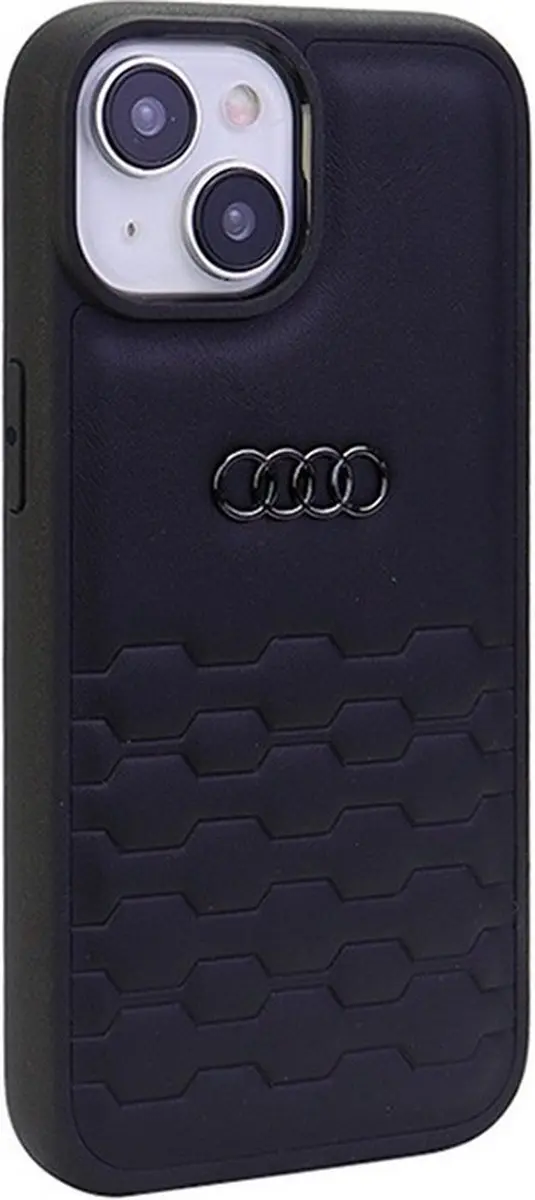 Audi GT Leather Back Case iPhone 15 - Zwart
