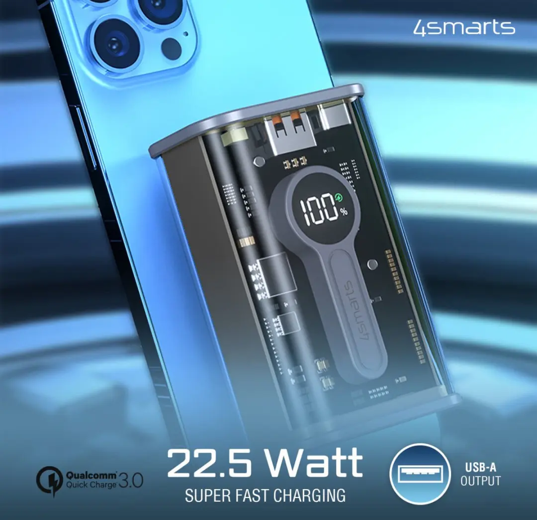 4Smarts Lucid 22.5W Powerbank 9000mAh - Grijs - afbeelding 6 van 6