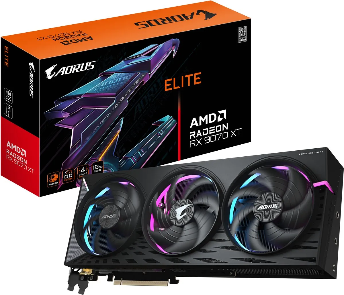 Gigabyte Radeon RX 9070 XT AORUS ELITE 16G Videokaart