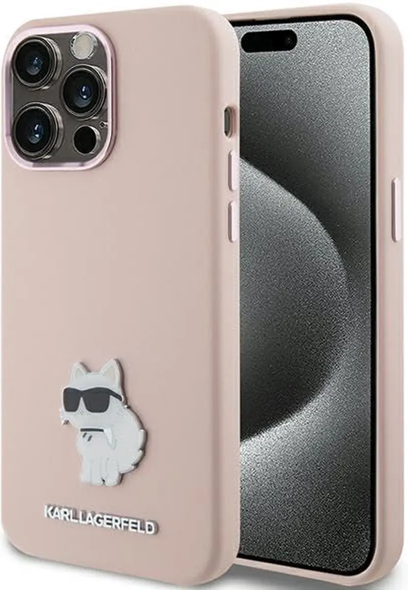 Karl Lagerfeld Choupette Siliconen Hoesje iPhone 15 Pro Max - Roze