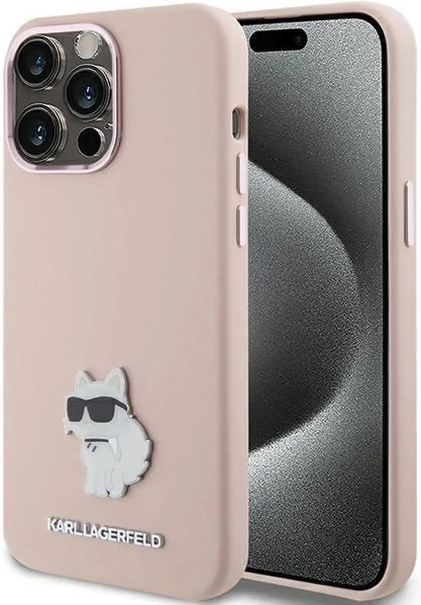 Karl Lagerfeld Choupette Siliconen Hoesje iPhone 15 Pro Max - Roze