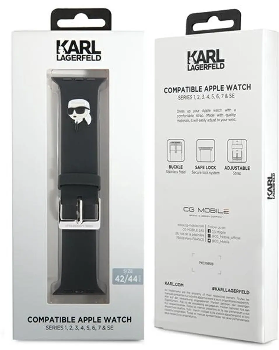 Karl Lagerfeld 3D Rubberen Karl Hoofdband Apple Watch - Zwart