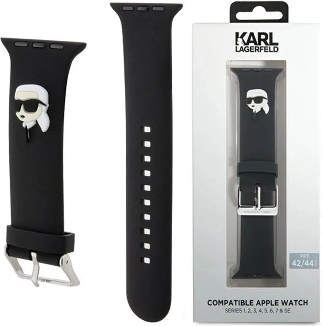 Karl Lagerfeld 3D Rubberen Karl Hoofdband Apple Watch - Zwart - afbeelding 6 van 6