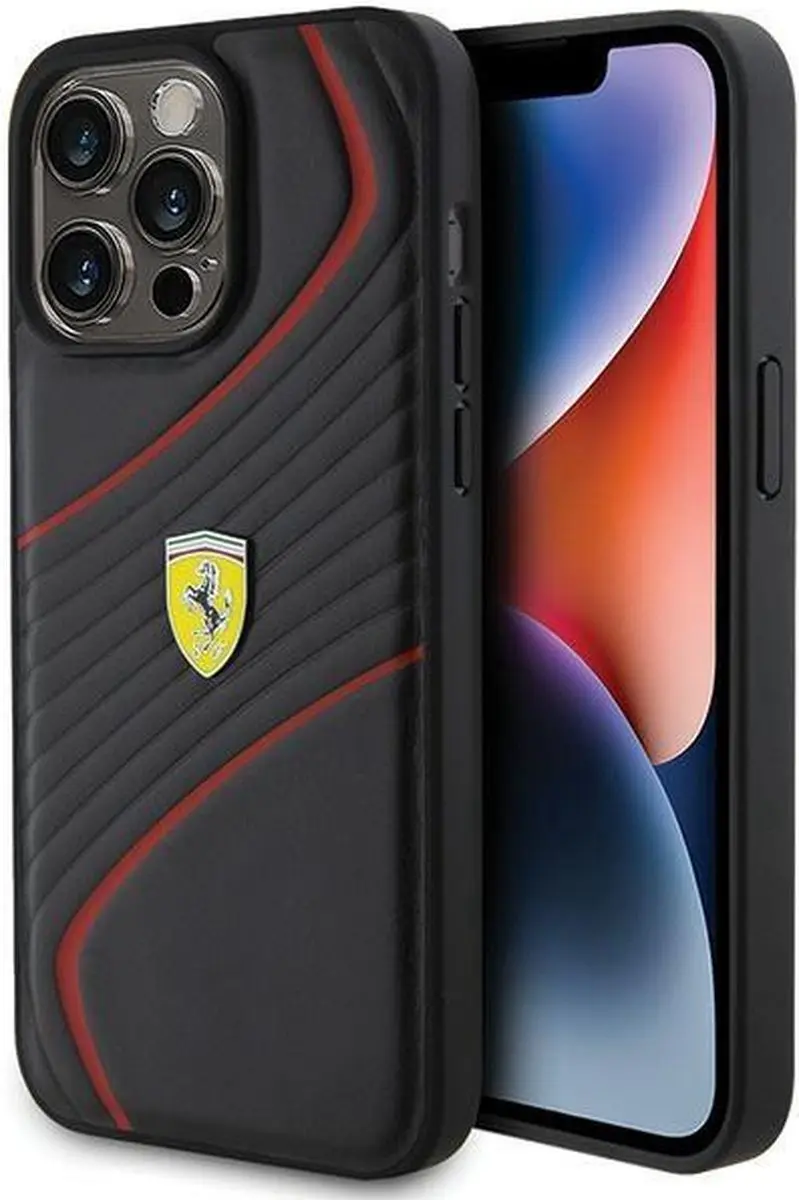 Ferrari Twist Metal Logo Back Case iPhone 15 Pro Max