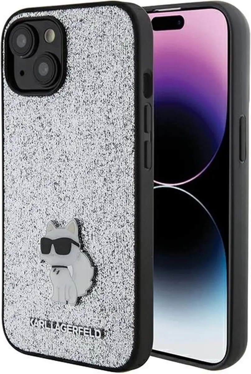 Karl Lagerfeld Fixed Glitter Choupette Logo Hoesje iPhone 15