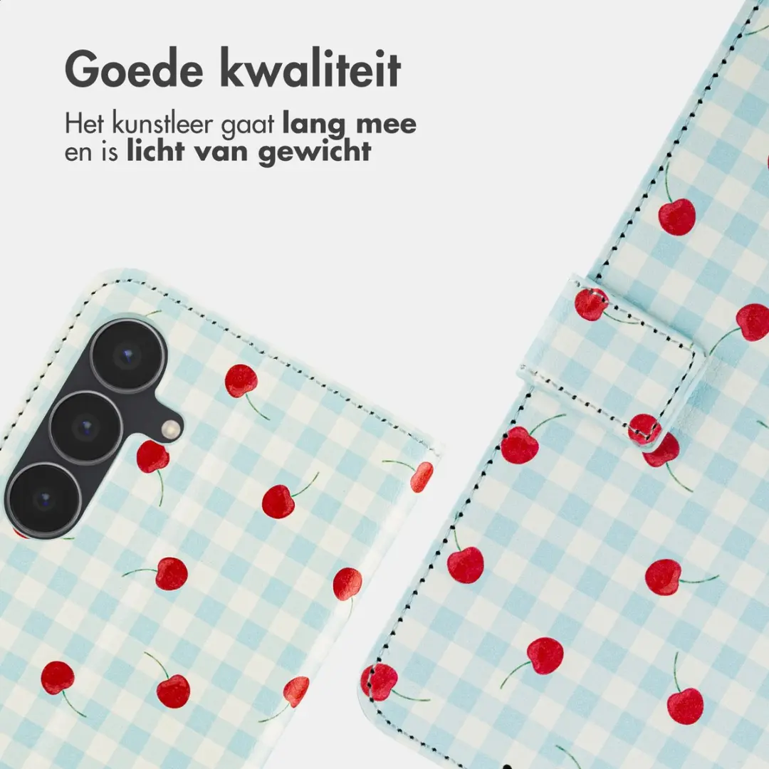 imoshiion Hoesje Samsung Galaxy S25 FE - Cherry Check - 3 Pasjes
