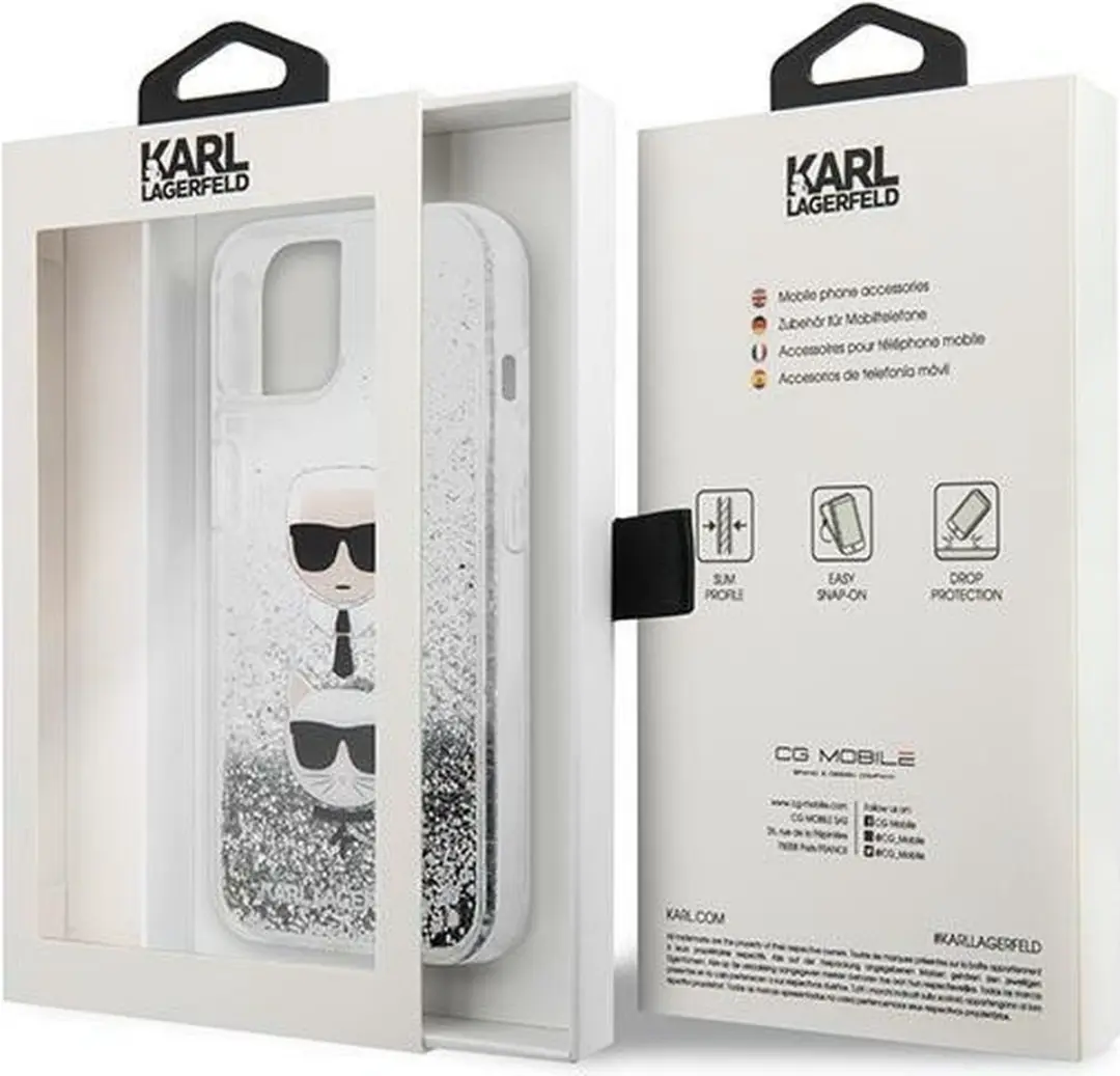 Karl Lagerfeld KLHCP13SKICCGLS iPhone 13 mini Hardcase - Zilver Glitter