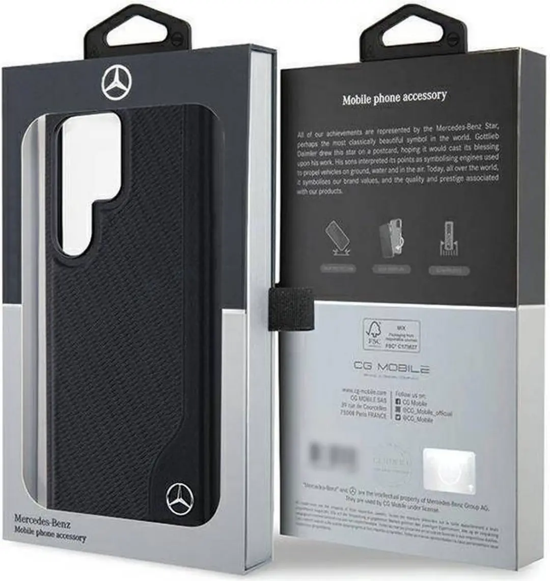 Mercedes-Benz Debossed Line Hoesje S24 Ultra - Zwart
