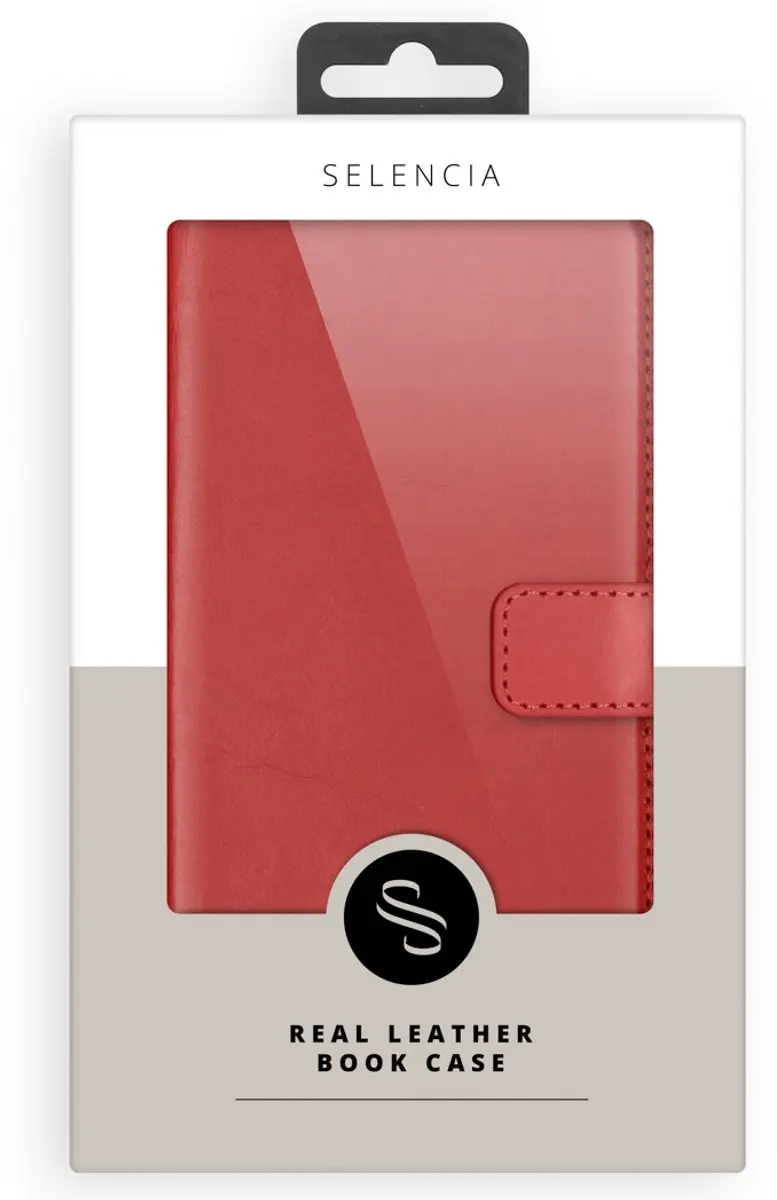 Selencia Hoesje iPhone 13 Pro Max Echt Lederen Bookcase - Rood - afbeelding 6 van 6