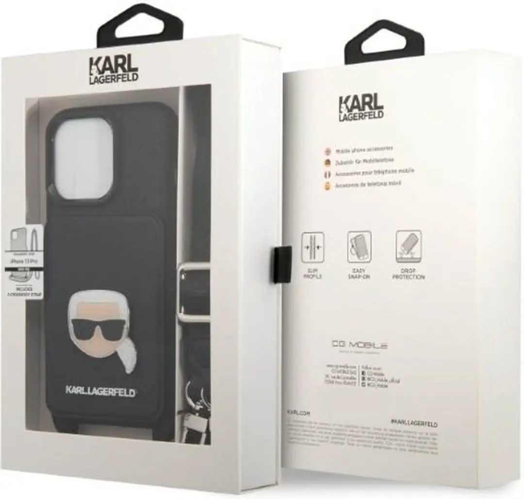 Karl Lagerfeld KLHCP13LSAKHPK Hoesje iPhone 13 Pro - Metaal - Zwart
