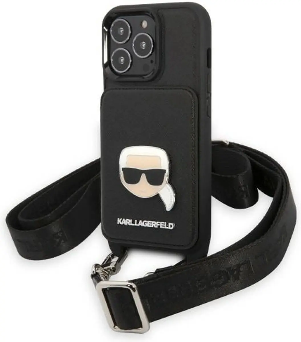 Karl Lagerfeld KLHCP13LSAKHPK Hoesje iPhone 13 Pro - Metaal - Zwart
