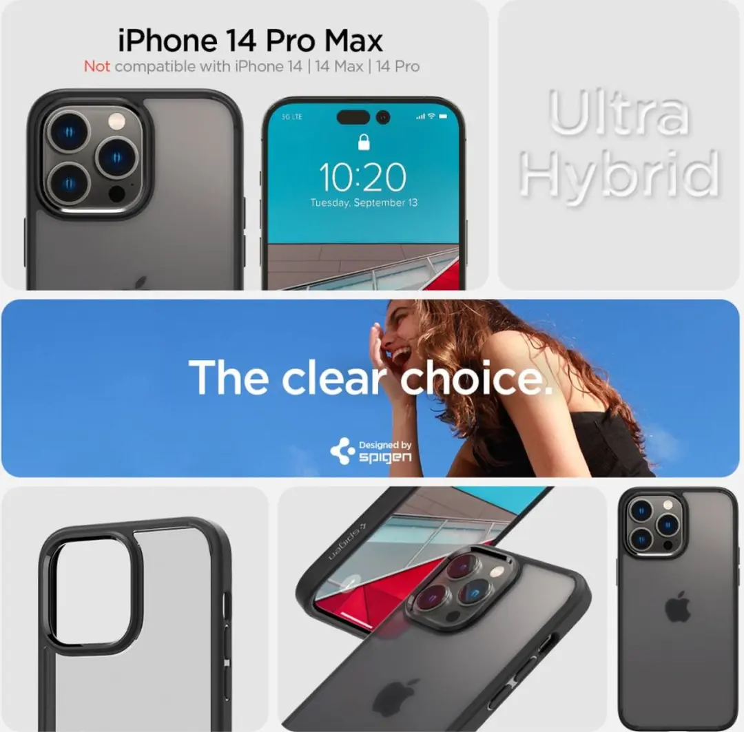 Spigen Ultra Hybrid iPhone 14 Pro Max Hoesje ACS04824 - Zwart - afbeelding 3 van 6