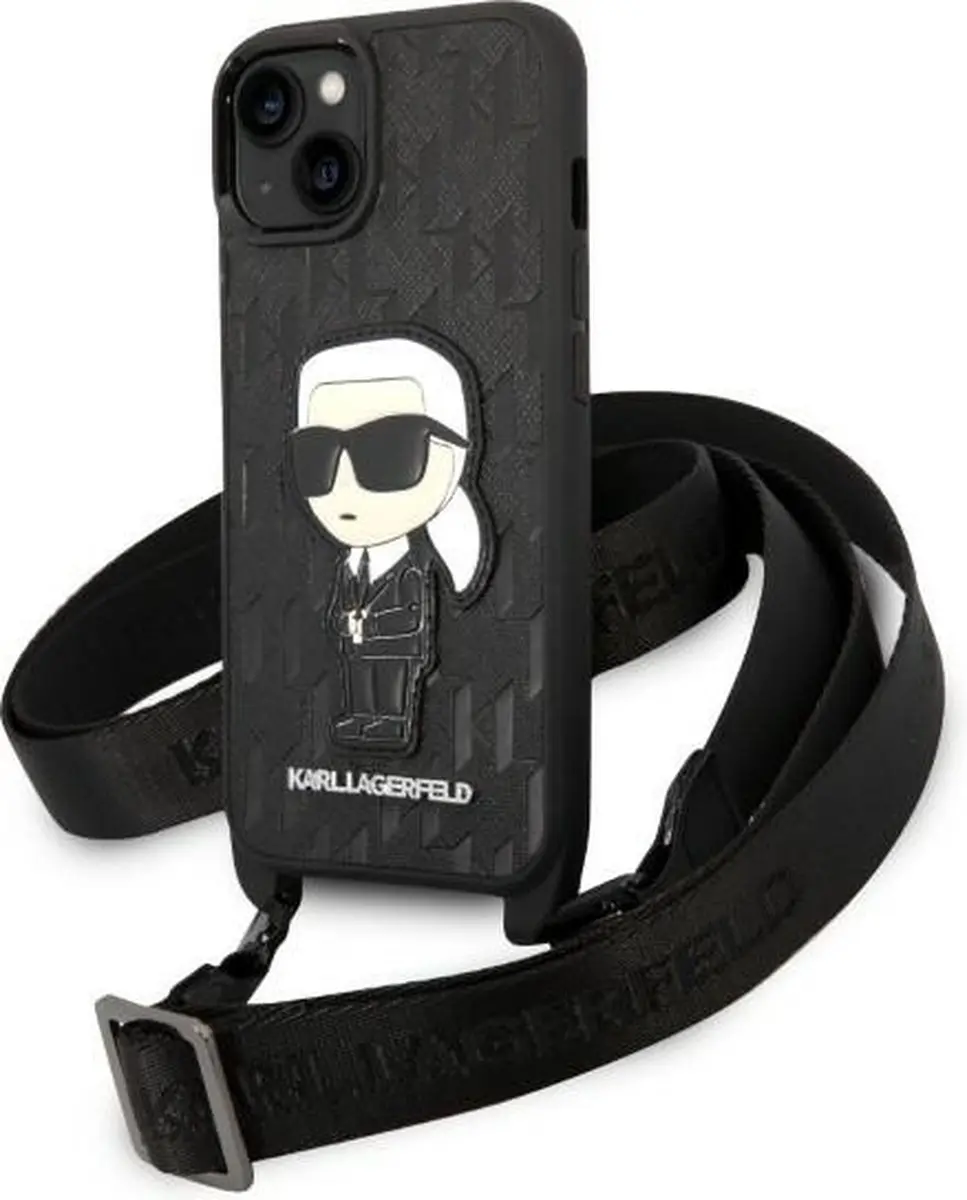 Karl Lagerfeld KLHCP14SSTKMK iPhone 14 Hardcase - Monogram Patch - Zwart