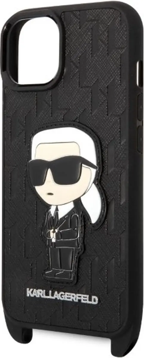 Karl Lagerfeld KLHCP14SSTKMK iPhone 14 Hardcase - Monogram Patch - Zwart - afbeelding 6 van 6