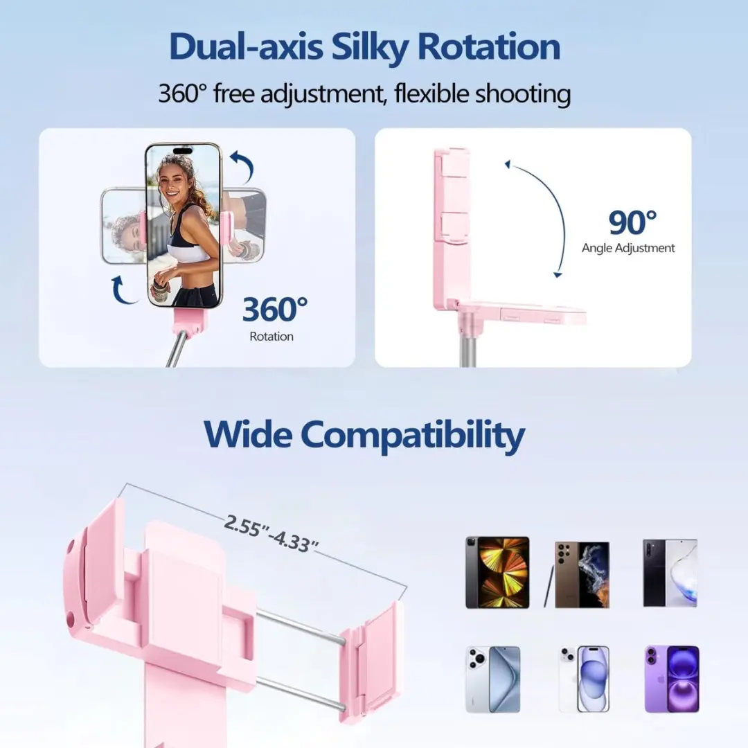 ECTEATOY YXP-7 Selfiestick - Smartphone - Roze
