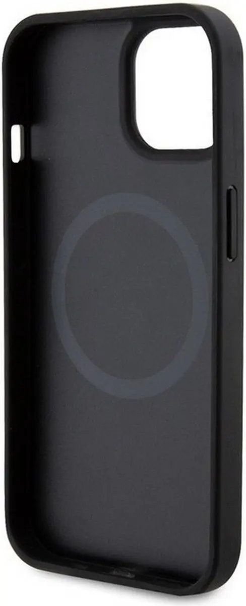 Ferrari PU Leather Carbon iPhone 15 Hoes - Zwart - MagSafe