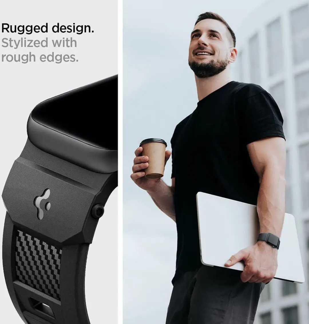 Spigen Rugged Band Apple Watch 42/44/45mm - Zwart - afbeelding 5 van 6