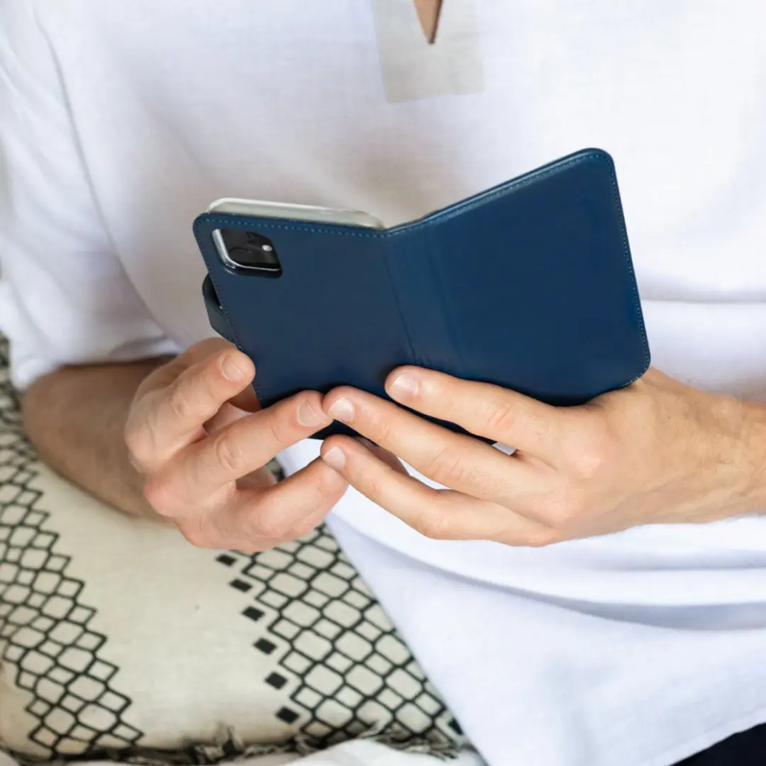 Selencia Hoesje Samsung Galaxy A21s Echt Lederen Bookcase Blauw