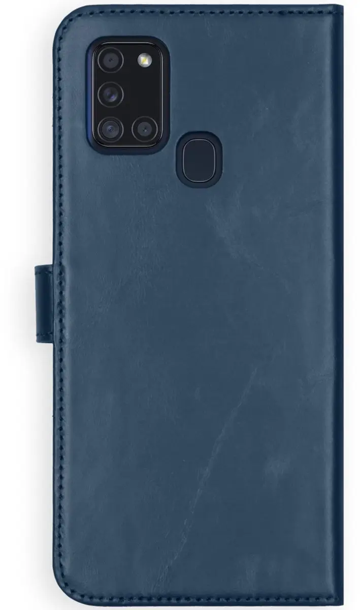 Selencia Hoesje Samsung Galaxy A21s Echt Lederen Bookcase Blauw