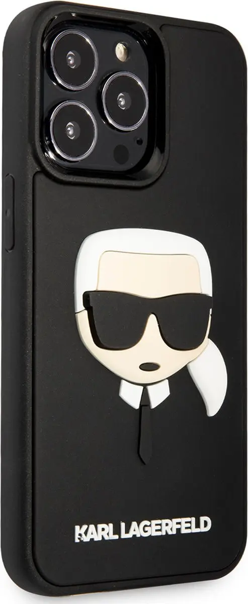 Karl Lagerfeld iPhone 13 Pro Max Hoesje - 3D Rubber Karls Head - Zwart - afbeelding 6 van 6
