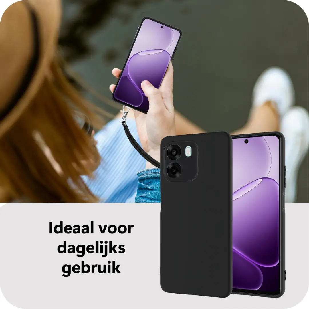 Just in Case Oppo A6X Hoesje met Koord - Zwart - MOO2885KL1L - afbeelding 6 van 6