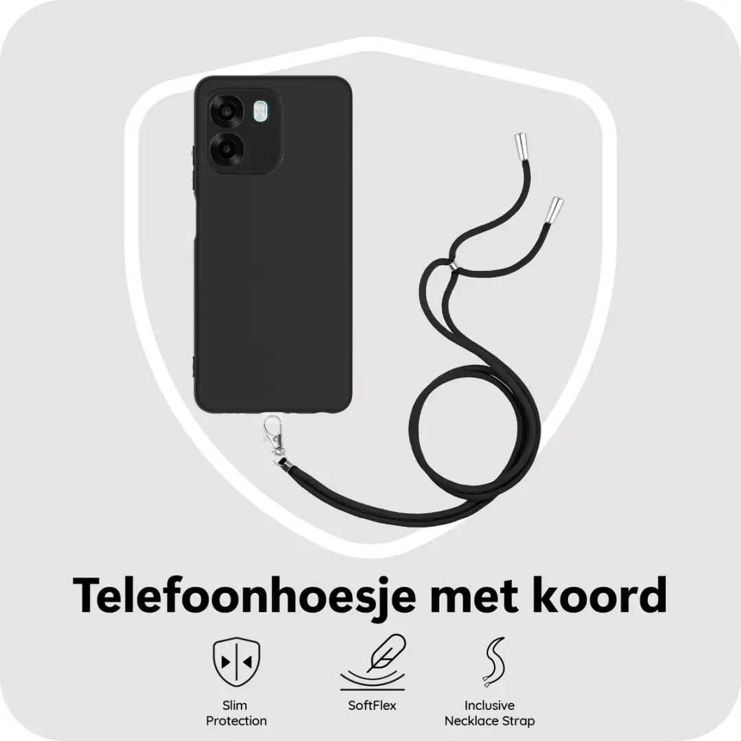 Just in Case Oppo A6X Hoesje met Koord - Zwart - MOO2885KL1L