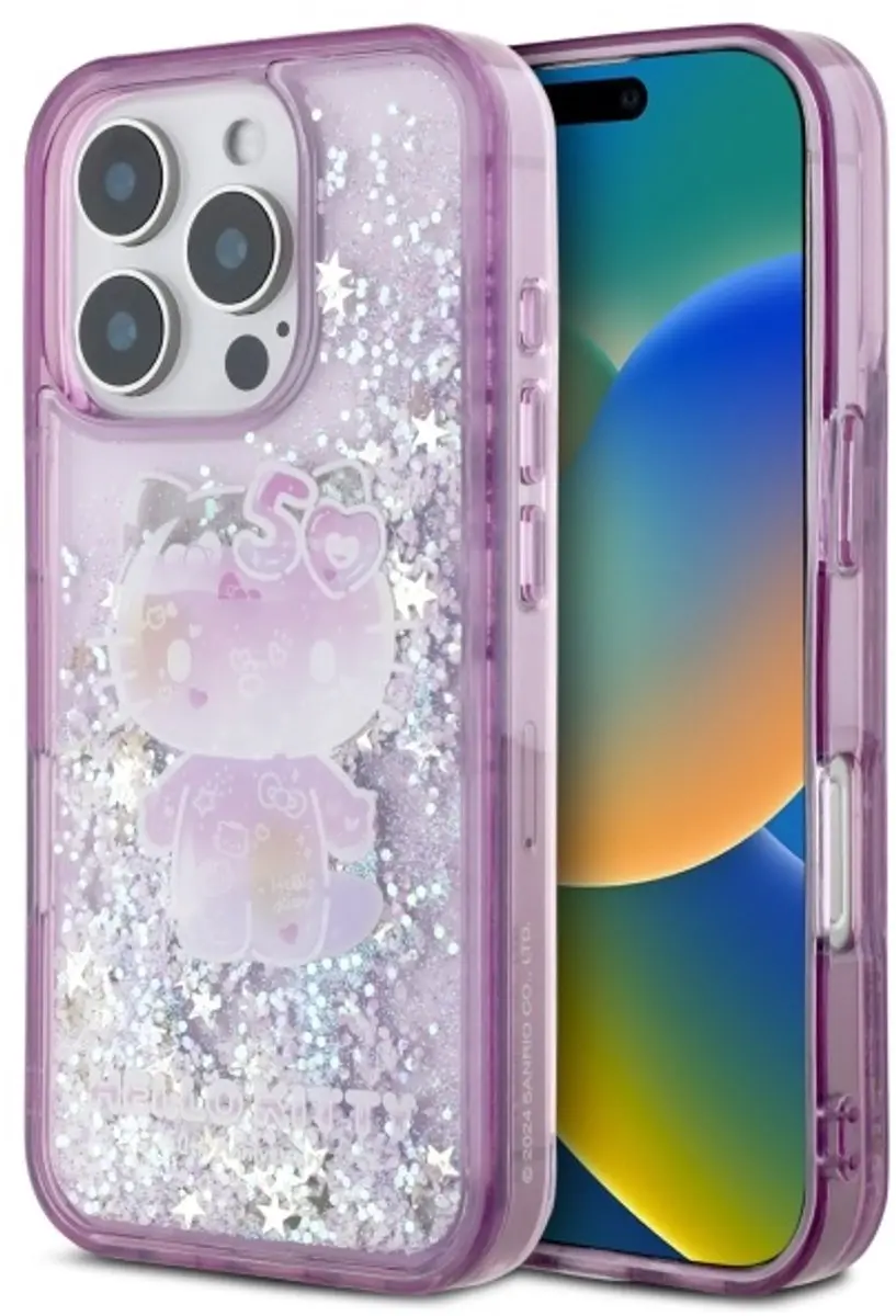 Hello Kitty Hoesje iPhone 16 Pro Max Liquid Glitter