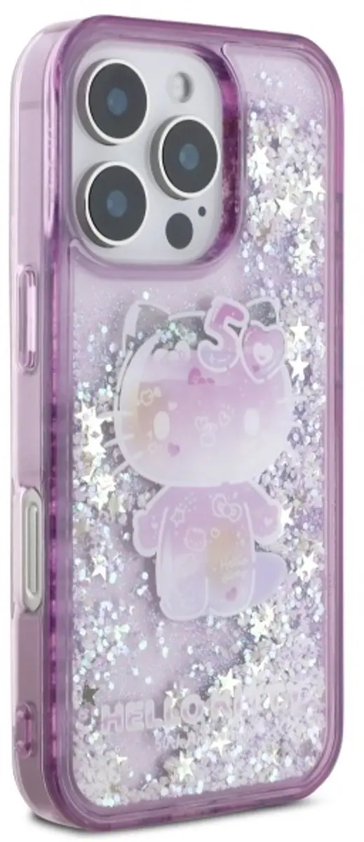 Hello Kitty Hoesje iPhone 16 Pro Max Liquid Glitter - Violet