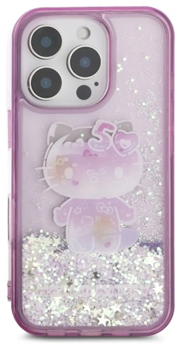 Hello Kitty Hoesje iPhone 16 Pro Max Liquid Glitter - Violet