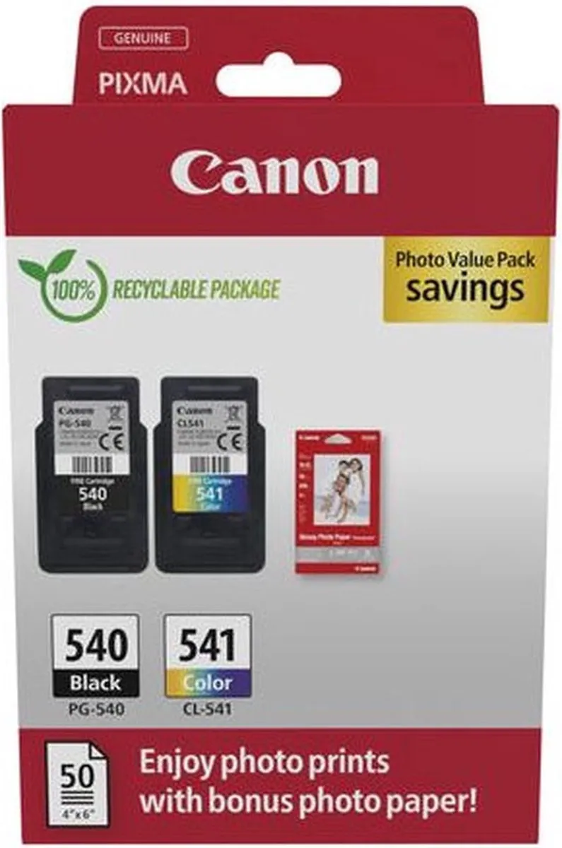 Canon PG-540/CL-541 Inktcartridges - 180 pagina's - Zwart & Kleur