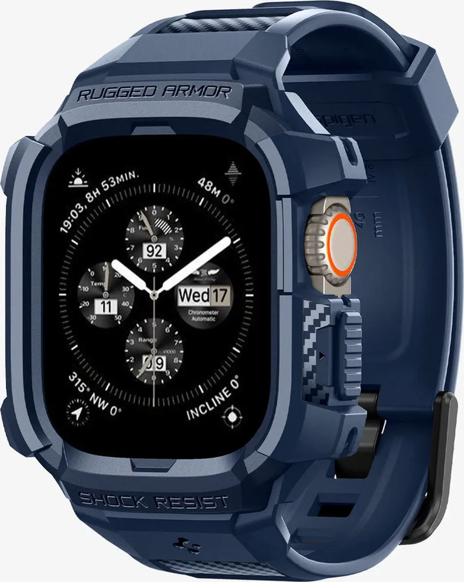 Spigen Rugged Armor Pro Hoesje - Apple Watch Ultra 2 Blauw - afbeelding 5 van 6