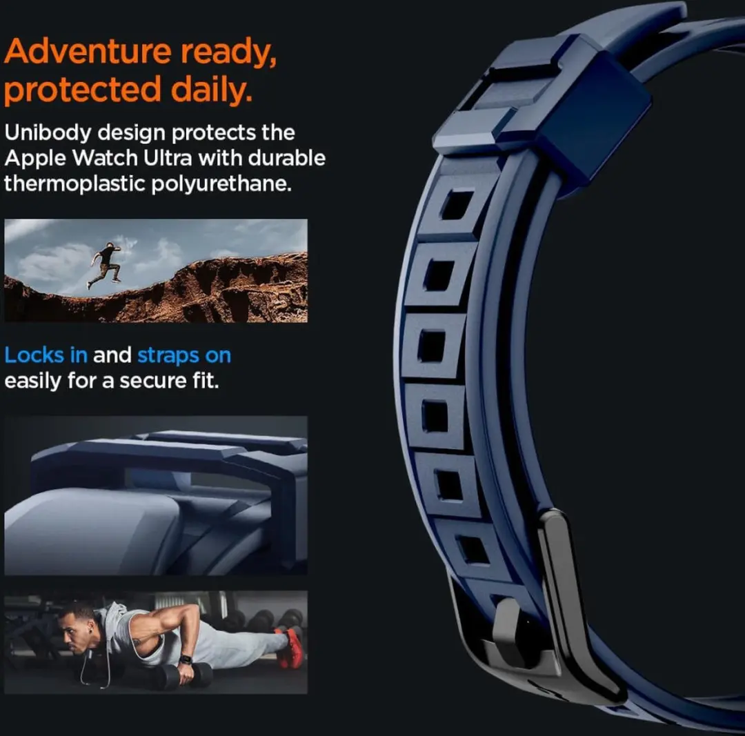 Spigen Rugged Armor Pro Hoesje - Apple Watch Ultra 2 Blauw - afbeelding 6 van 6