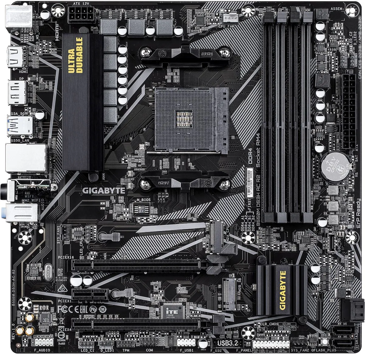 Gigabyte B550M DS3H AC R2 Moederbord - AM4