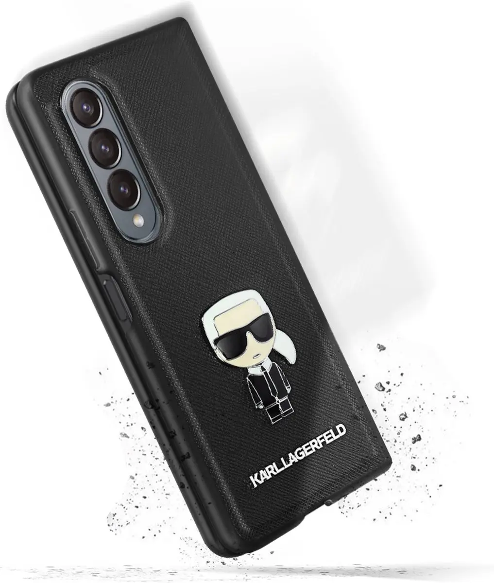 Karl Lagerfeld Galaxy Z Fold 4 Bookcase Hoesje - Effen Zwart - KLHCZFD4IKMSBK - afbeelding 3 van 6