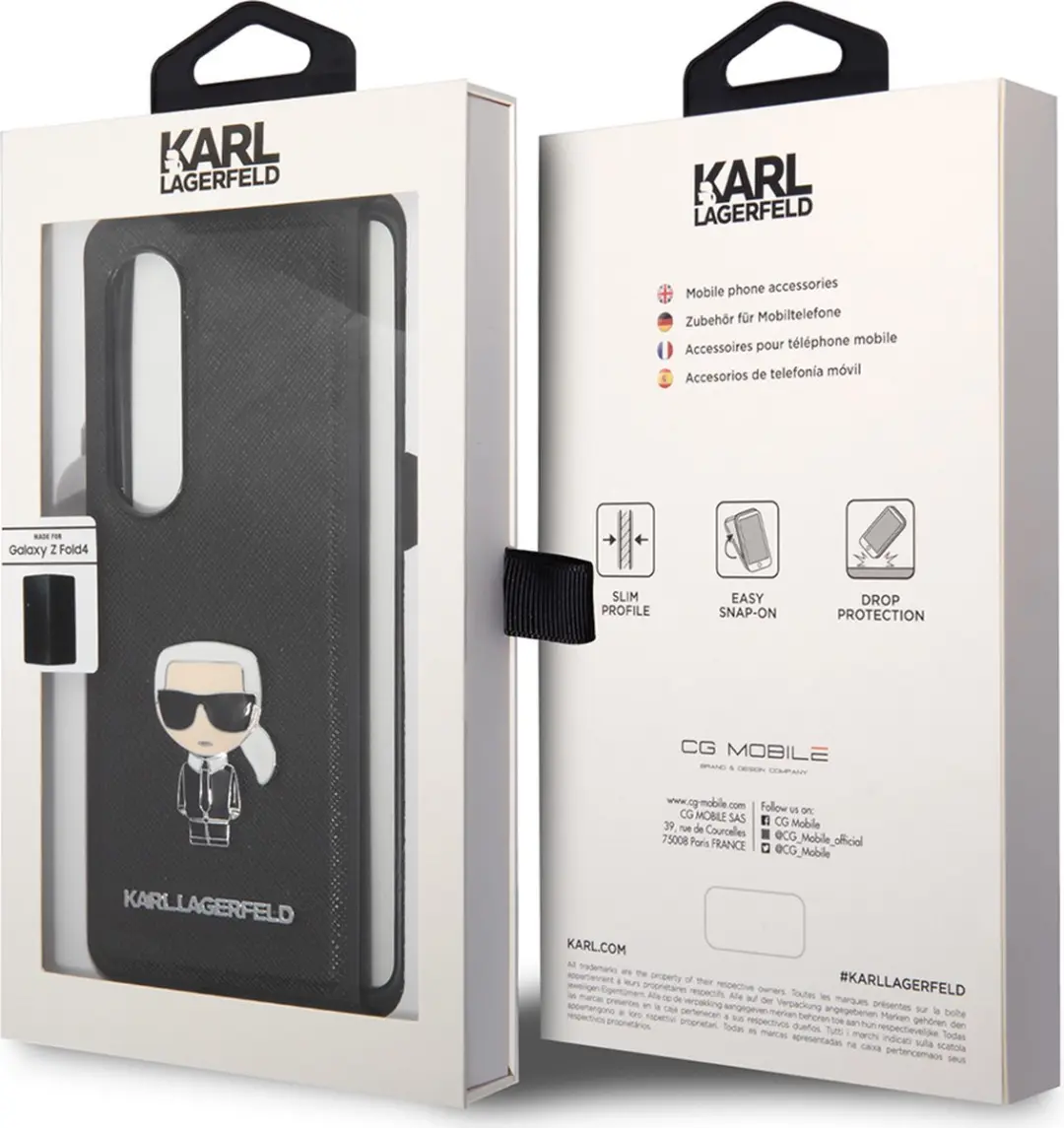 Karl Lagerfeld Galaxy Z Fold 4 Bookcase Hoesje - Effen Zwart - KLHCZFD4IKMSBK - afbeelding 4 van 6
