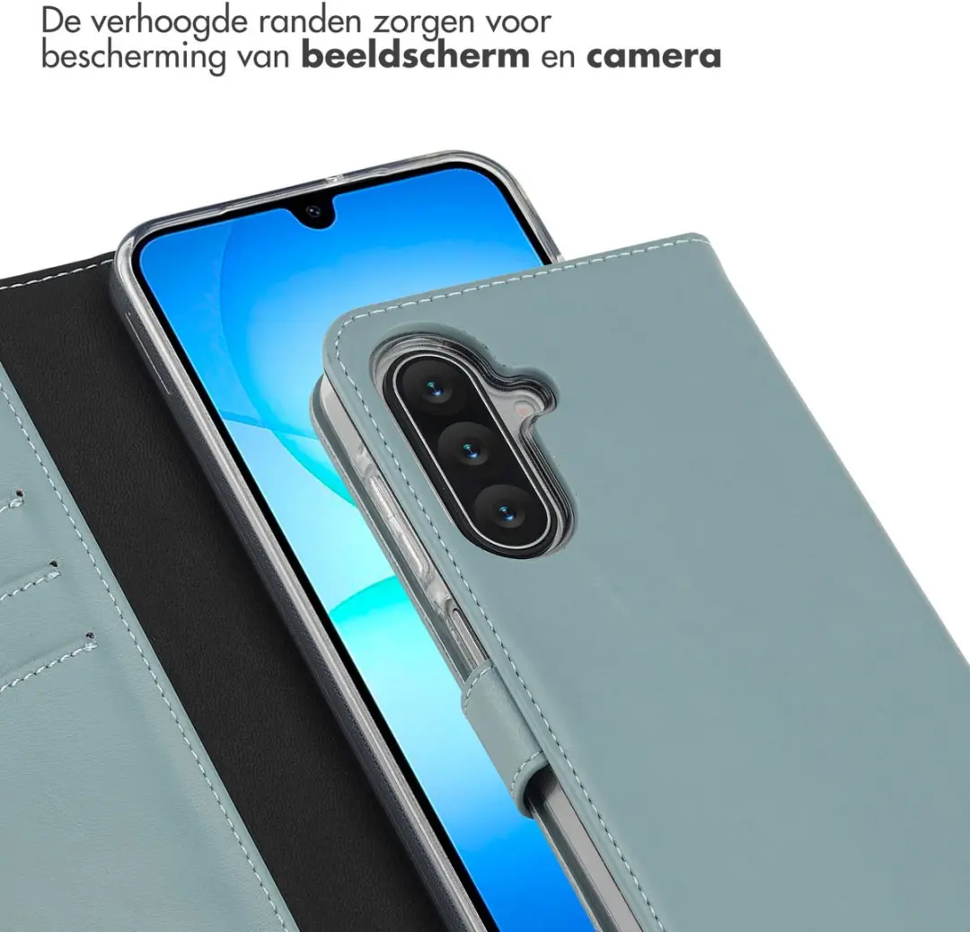 Selencia Hoesje Samsung Galaxy A17 Lederen Bookcase - Lichtblauw