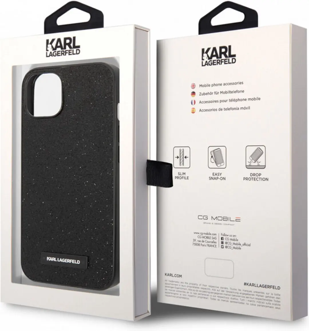 Karl Lagerfeld Glitter Back Case iPhone 14 Plus - Zwart