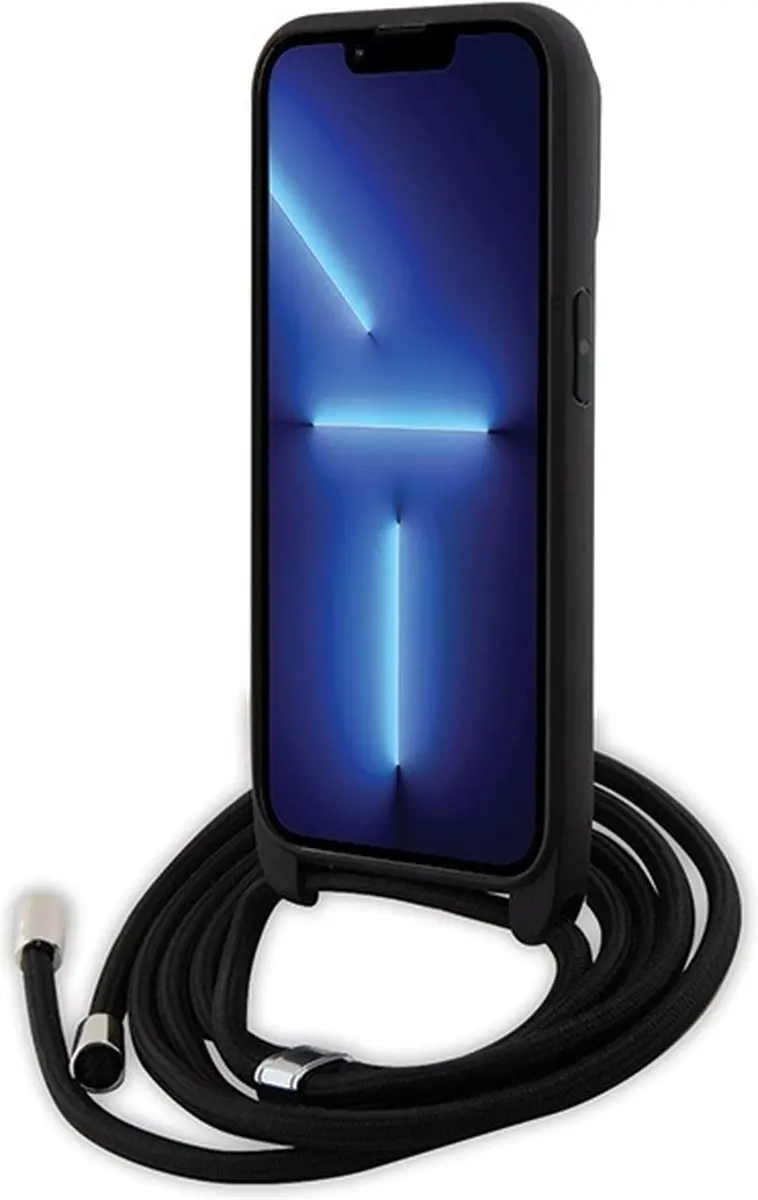 Karl Lagerfeld iPhone 14 Pro Hoesje - Zwart Crossbody Saffiano