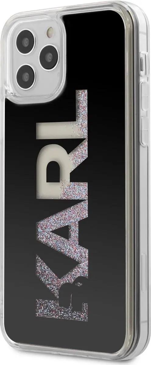 Karl Lagerfeld iPhone 12 Pro Max Hoesje - Zwart Liquid Glitter - 3700740483367