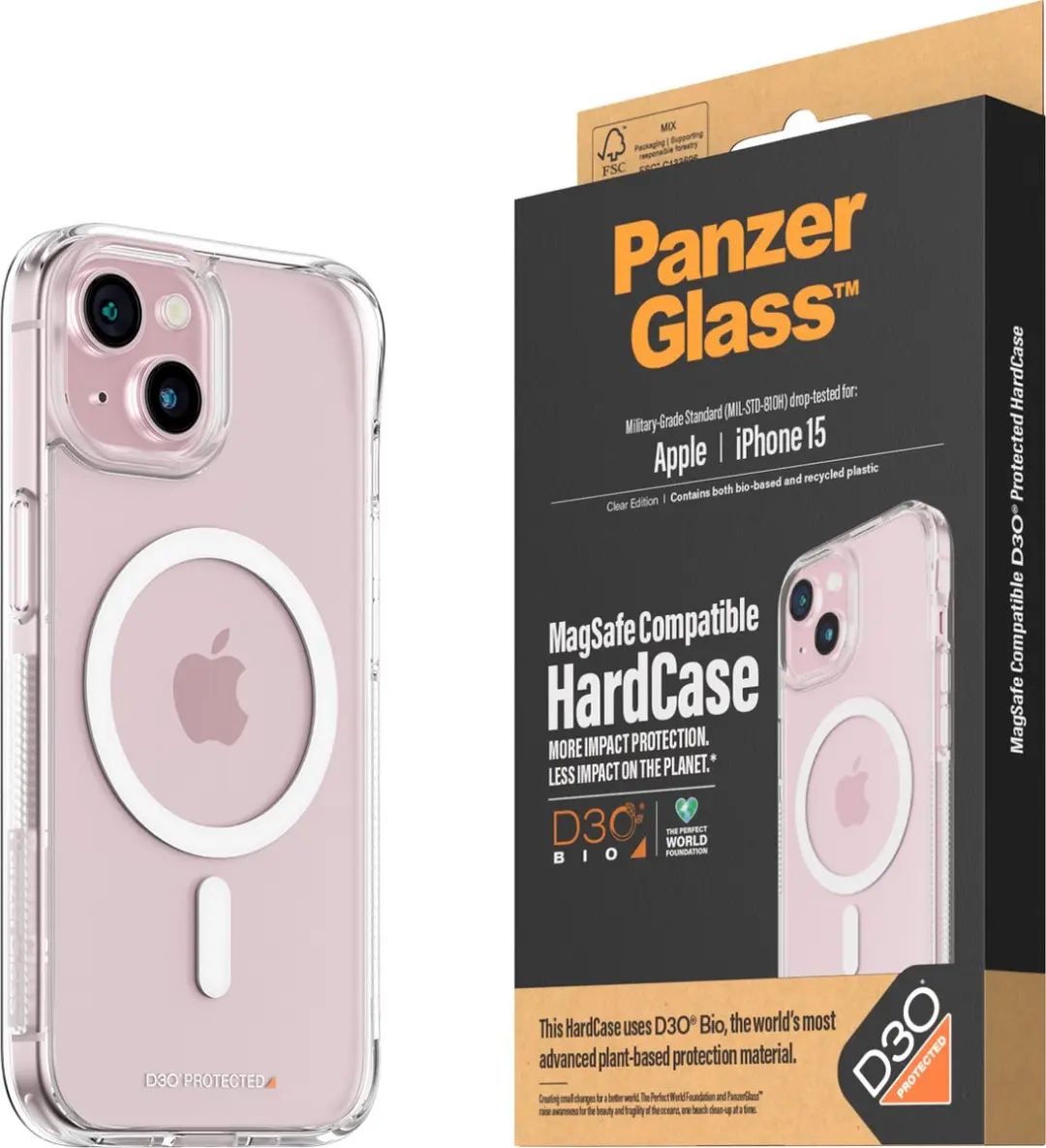 PanzerGlass MagSafe HardCase D3O iPhone 15 - 6.1" - Transparant