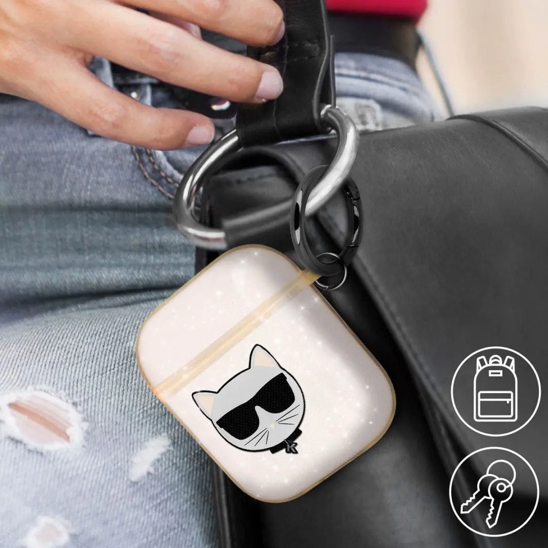 Karl Lagerfeld Hoesje AirPods Siliconen Champagneroze