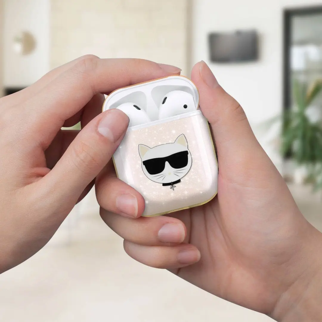 Karl Lagerfeld Hoesje AirPods Siliconen Champagneroze