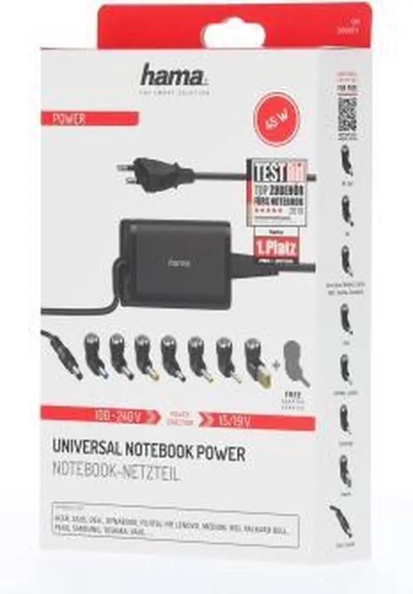 Hama Universele Notebook-netadapter 15-19V 45W - 8 Pasjes