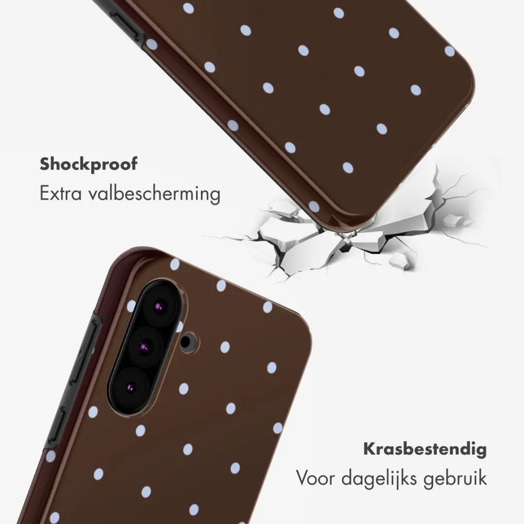 Selencia Hoesje Samsung Galaxy A36/A56 - Happy Dots Chocolate
