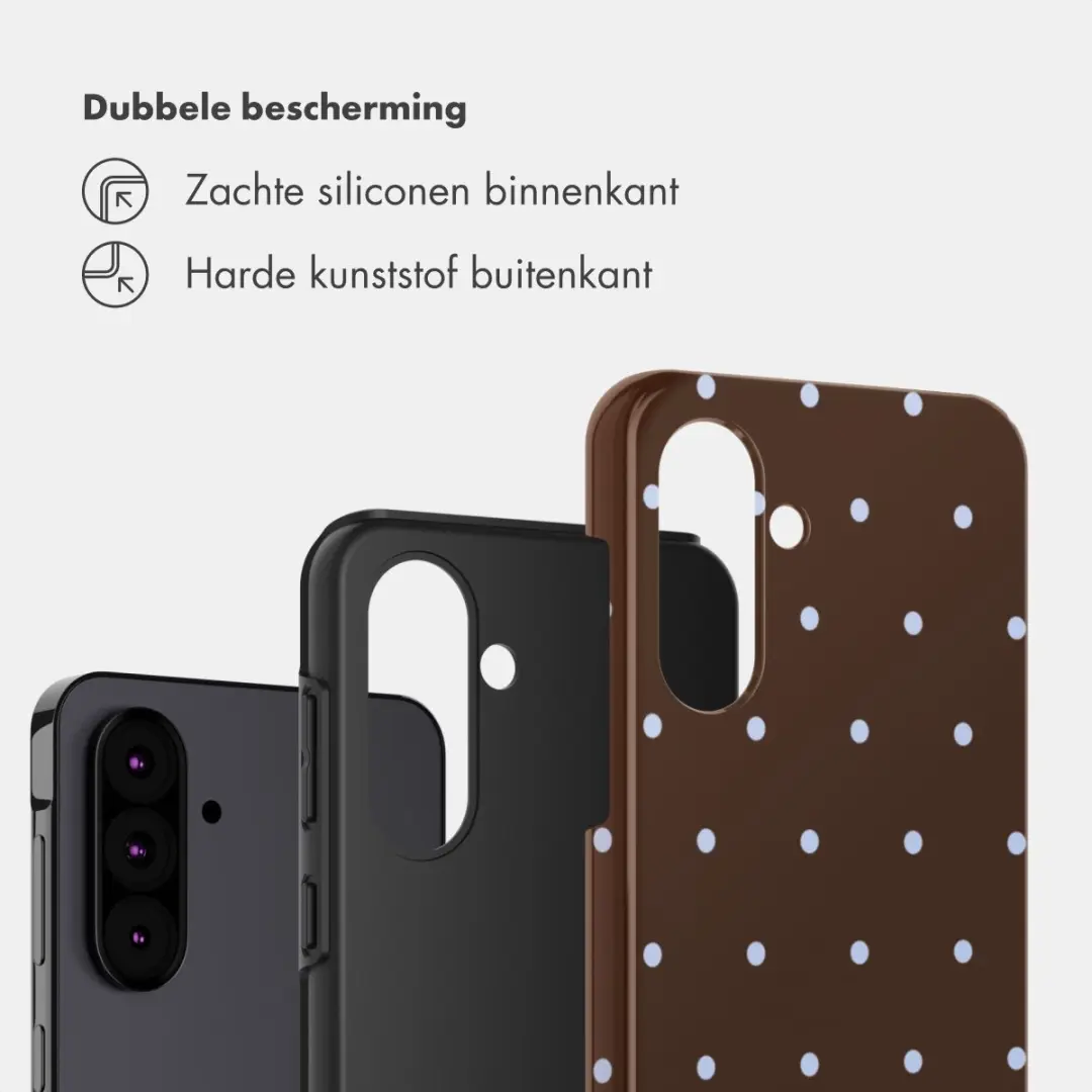 Selencia Hoesje Samsung Galaxy A36/A56 - Happy Dots Chocolate
