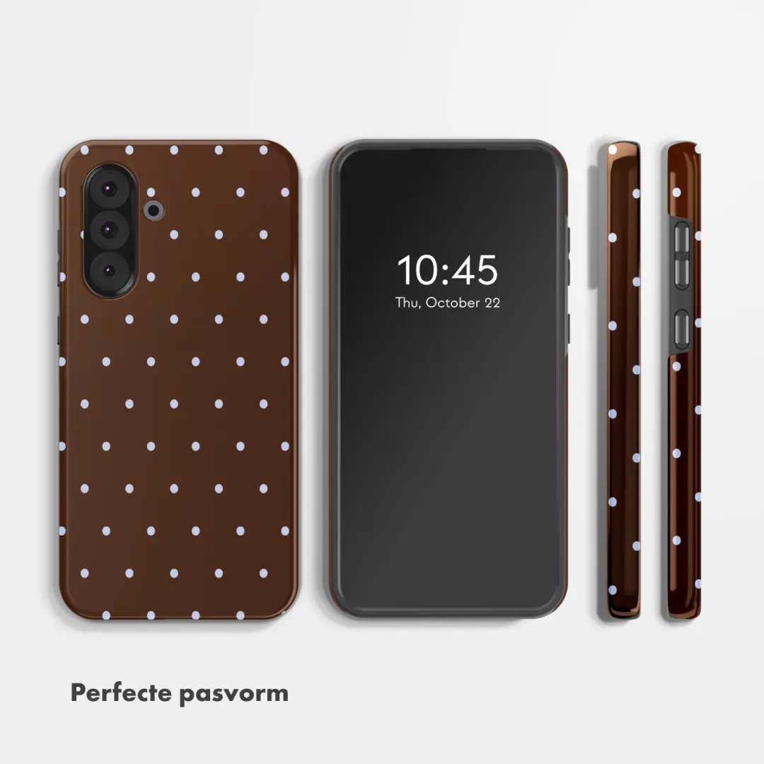 Selencia Hoesje Samsung Galaxy A36/A56 - Happy Dots Chocolate