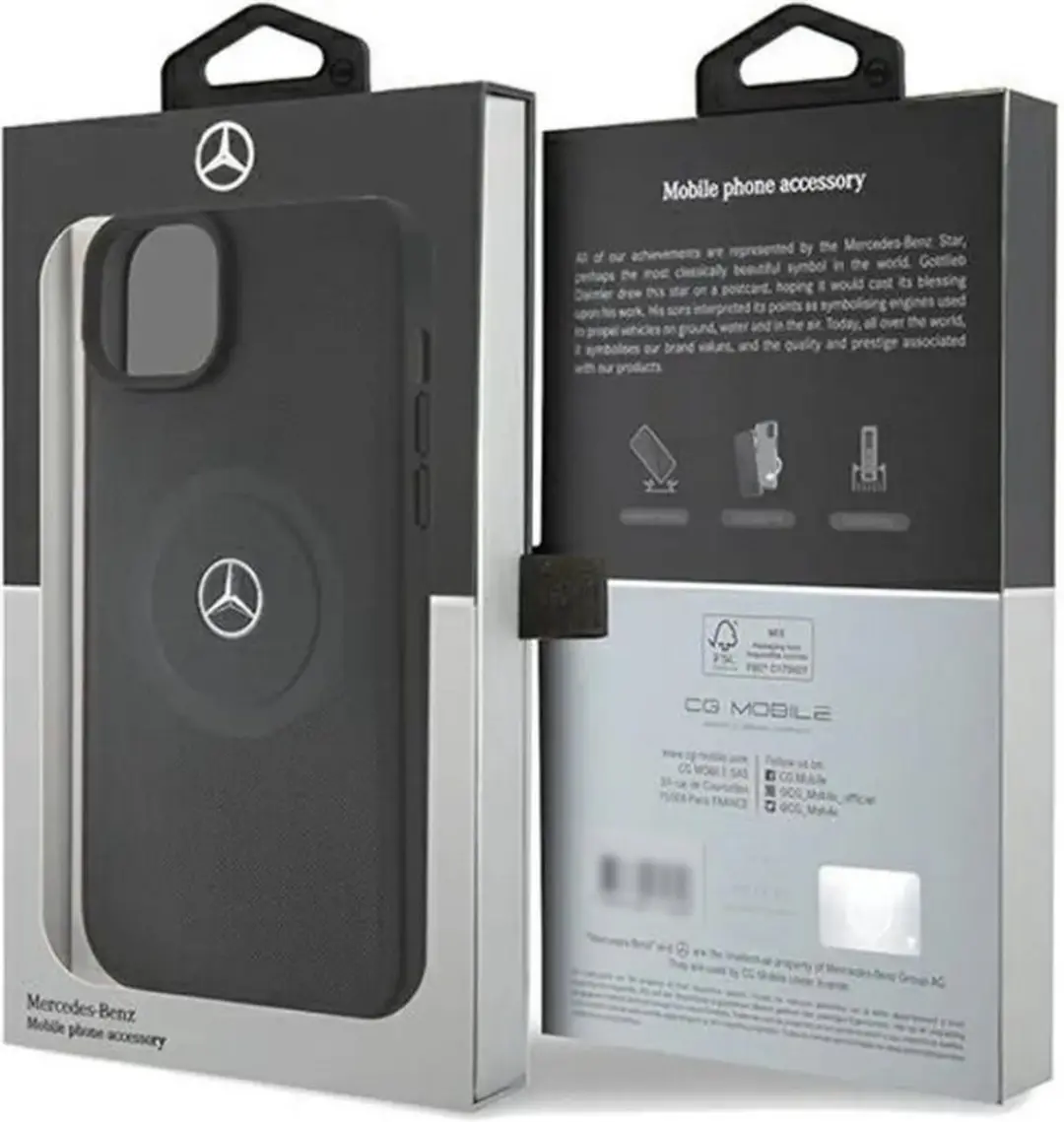 Mercedes-Benz Crossed Lines Back Case - iPhone 15 MagSafe - Zwart