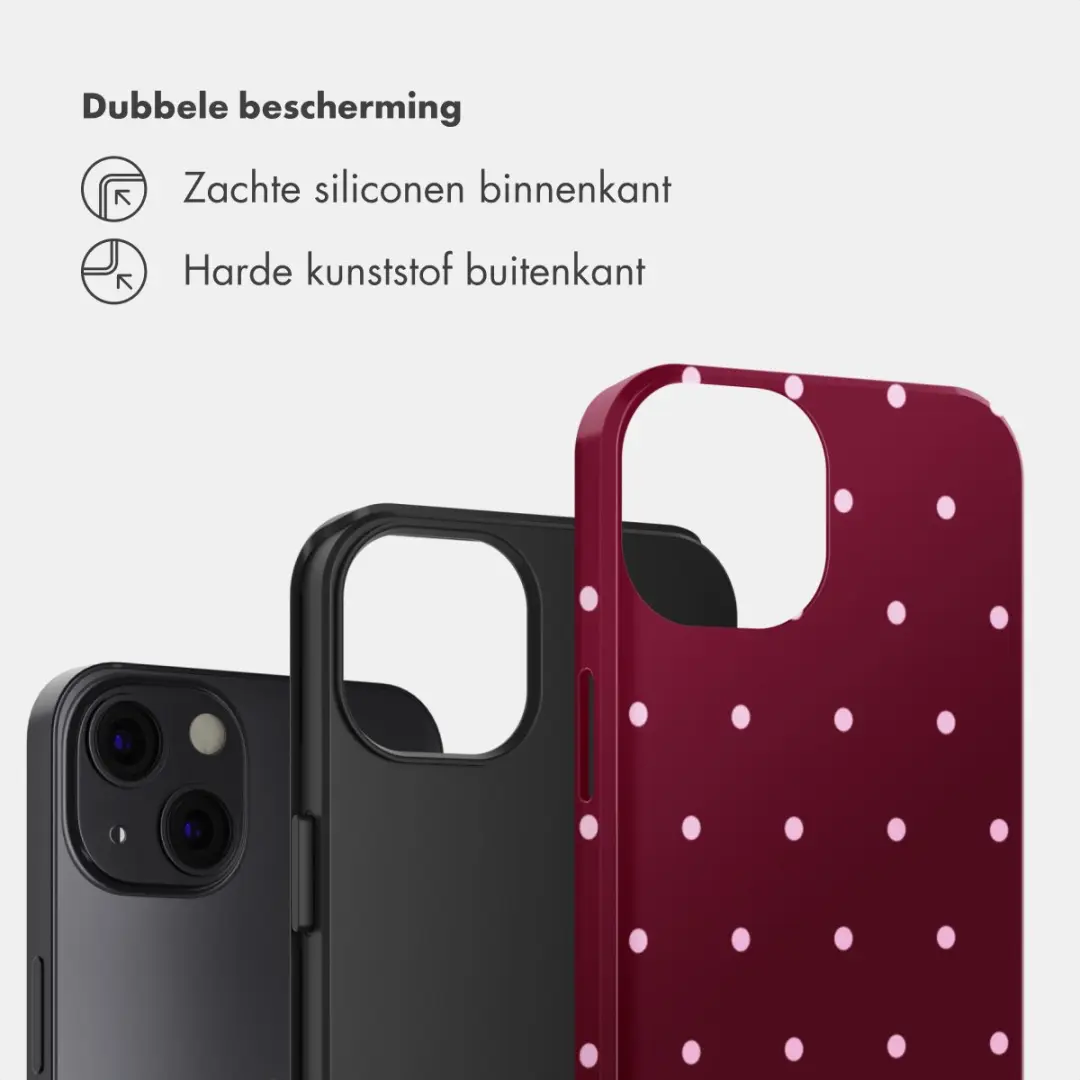 Selencia Hoesje iPhone 13 Happy Dots - Donkerrood