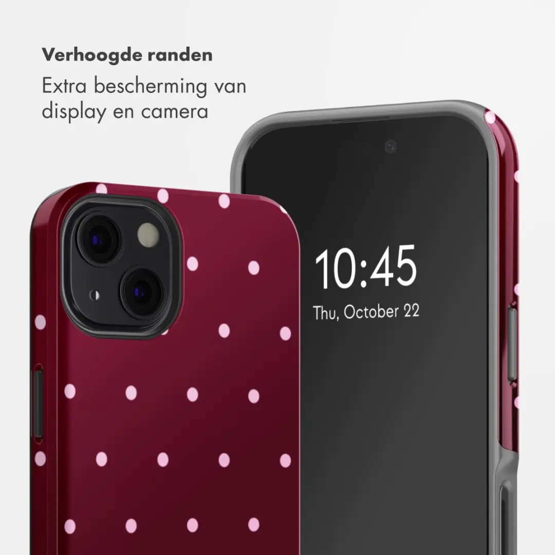 Selencia Hoesje iPhone 13 Happy Dots - Donkerrood
