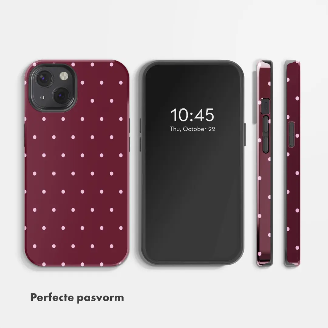 Selencia Hoesje iPhone 13 Happy Dots - Donkerrood